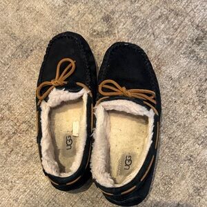 UGG Black Moccasin Slippers with Brown Laces